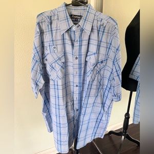 Knockout Blue And White Plaid Big And Tall Button Down Size 3XB